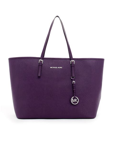 michael kors jet set medium tote purple|Michael Kors jet set saffiano.